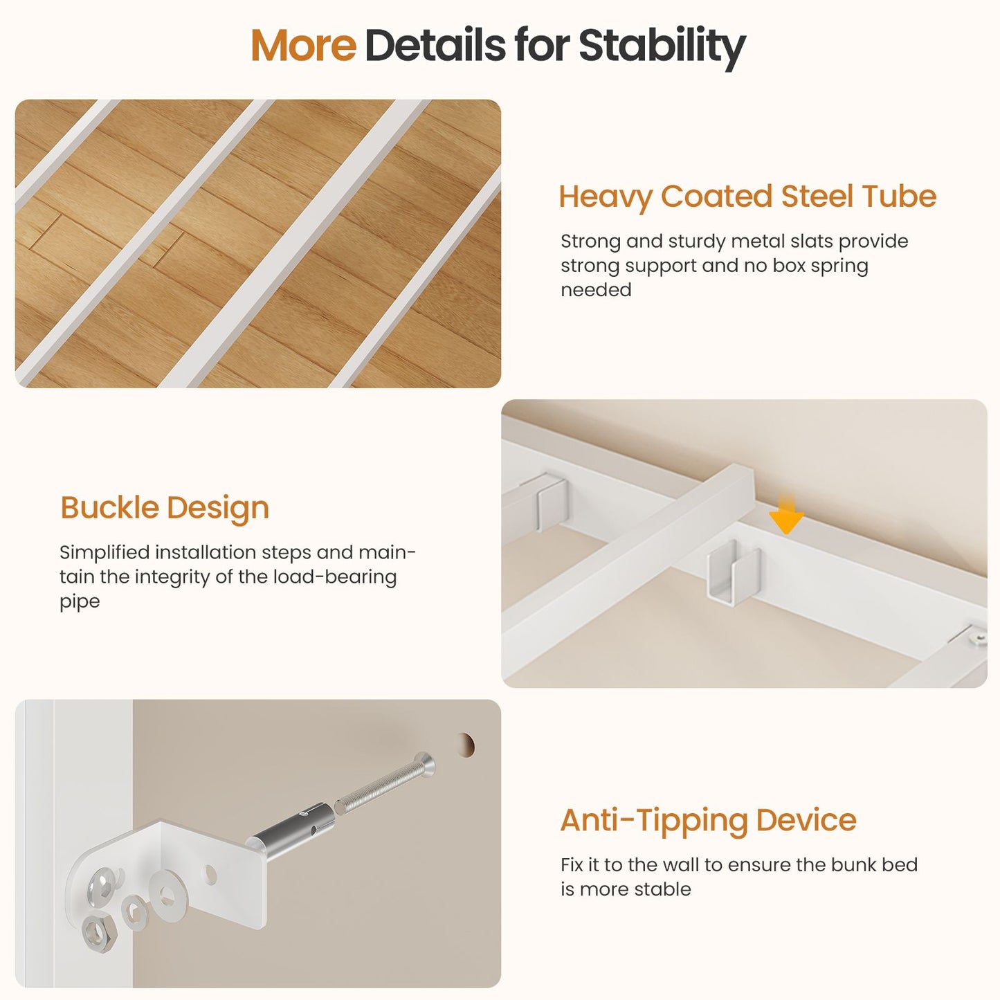 DICTAC | Low Profile L-Shaped Bunk Bed with 9 Storage Drawers, Open Shelf, RGB LED Lights, Stairs & Safety Guardrail, White
