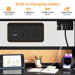 DICTAC | Bunk Bed with Desk, 5 Storage Drawers, Shelves, LED Lights & Charging Station