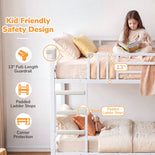 DICTAC | Bunk Bed with Desk, 5 Storage Drawers, Shelves, LED Lights & Charging Station