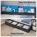 DICTAC | Corner Bed Frame with Gaming Desk, 4 Drawers & Charging Station - Black