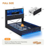DICTAC | Gaming Bed with 4 Drawers, Storage Headboard, Charging Station & RGB LED Lights - Black