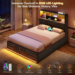 DICTAC | Gaming Bed with 4 Drawers, Storage Headboard, Charging Station & RGB LED Lights - Black