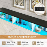 DICTAC | Farmhouse Bed Frame with Storage Headboard, LED Lights & Charging Station, Metal Platform Bed with Storage Ottoman for Kids & Teens, Antique White