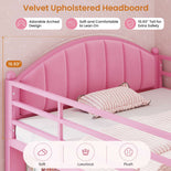 DICTAC | Twin Low Loft Bed with Storage Drawers, Bookshelf & LED Lights - Pink