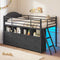 DICTAC | Twin Low Loft Bed with 8 Storage Drawers, 4 Bookshelves, LED Lights & Play Space for Kids