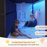 DICTAC | Twin Low Loft Bed with 8 Storage Drawers, 4 Bookshelves, LED Lights & Play Space for Kids