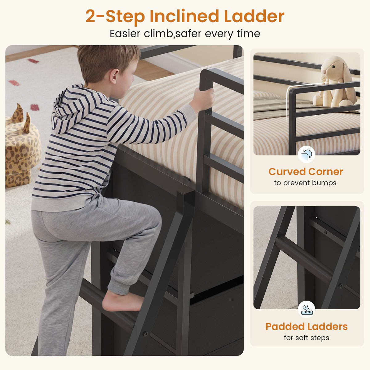 DICTAC | Twin Low Loft Bed with 8 Storage Drawers, 4 Bookshelves, LED Lights & Play Space for Kids