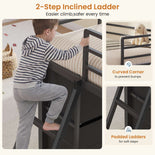 DICTAC | Twin Low Loft Bed with 8 Storage Drawers, 4 Bookshelves, LED Lights & Play Space for Kids