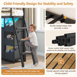 DICTAC | Twin Over Twin House Bunk Bed with Storage Drawers, Bins & RGB LED Lights - Black
