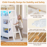DICTAC | Twin Over Twin House Bunk Bed with Storage Drawers, Bins & RGB LED Lights - White