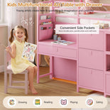 DICTAC | Twin Low Loft Bed for Kids with Desk, Storage Drawers, Bookshelf & Play Tent, LED Lights, Metal Loft Bed with Guardrail (Blue & Black)