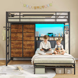 DICTAC L-Shaped Bunk Bed with 8 Storage Drawers, LED Lights, Charging Station & Storage Headboard