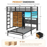 DICTAC L-Shaped Bunk Bed with 8 Storage Drawers, LED Lights, Charging Station & Storage Headboard