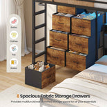 DICTAC L-Shaped Bunk Bed with 8 Storage Drawers, LED Lights, Charging Station & Storage Headboard