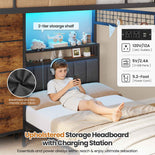 DICTAC L-Shaped Bunk Bed with 8 Storage Drawers, LED Lights, Charging Station & Storage Headboard