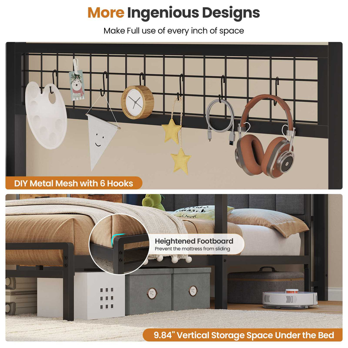 DICTAC L-Shaped Bunk Bed with 8 Storage Drawers, LED Lights, Charging Station & Storage Headboard