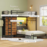 DICTAC L-Shaped Bunk Bed with 8 Storage Drawers, LED Lights, Charging Station & Storage Headboard