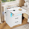 DICTAC | Modern Nightstand with Charging Station, RGB LED Lights, Lockable Sliding Drawer, Storage Drawers & Open Shelf, white