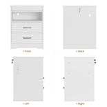 DICTAC | DICTAC | Nightstand with Charging Station & 2 Drawers, RGB LED Lights, Open Shelf & Lockable Drawer - White