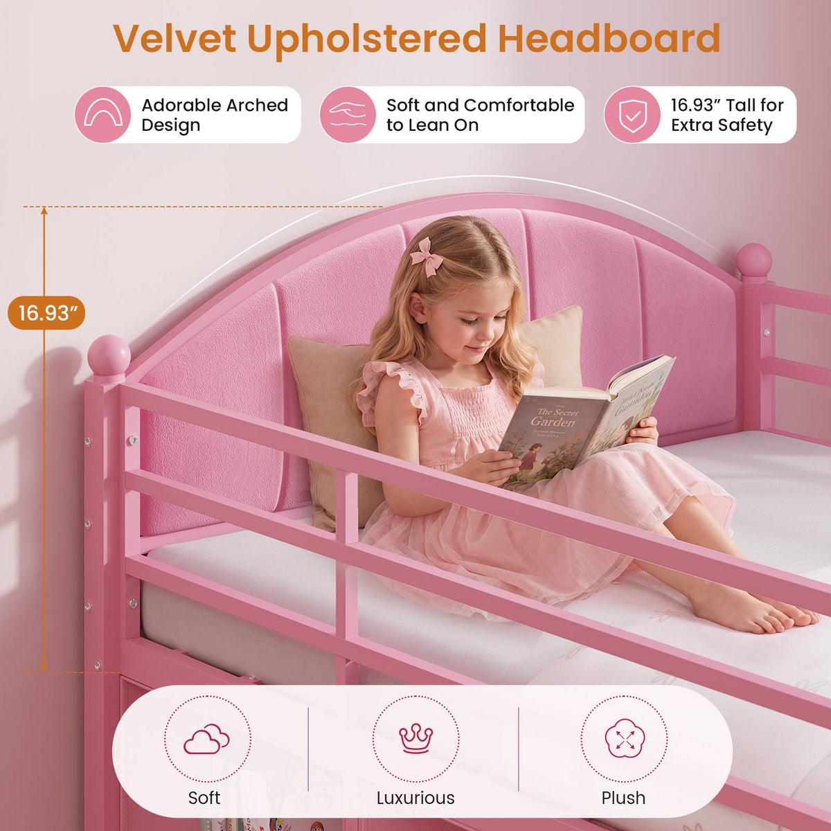 DICTAC | Twin Low Loft Bed with 8 Storage Drawers, 4 Bookshelves, LED Lights & Play Space for Kids