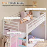 DICTAC L-Shaped Bunk Bed with 8 Storage Drawers, LED Lights, Charging Station & Storage Headboard