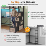 DICTAC | Twin Loft Bed with Storage Stairs, L-Shaped Desk, LED Lights & 8 Drawers for Kids and Teens