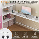 DICTAC | Twin Loft Bed with Storage Stairs, L-Shaped Desk, LED Lights & 8 Drawers for Kids and Teens