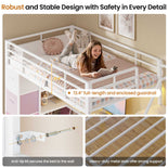 DICTAC | Twin Loft Bed with Storage Stairs, L-Shaped Desk, LED Lights & 8 Drawers for Kids and Teens
