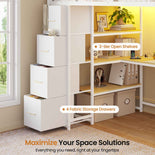 DICTAC | Twin Loft Bed with Storage Stairs, L-Shaped Desk, LED Lights & 8 Drawers for Kids and Teens