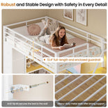 DICTAC | Twin Loft Bed with Storage Stairs, L-Shaped Desk, LED Lights & 8 Drawers for Kids and Teens