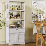 DICTAC | 64'' Tall Kitchen Pantry Storage Cabinet with Shelves & Drawer, Freestanding Microwave Stand and Bathroom Storage Organizer for Kitchen, Living Room & Home Office, White