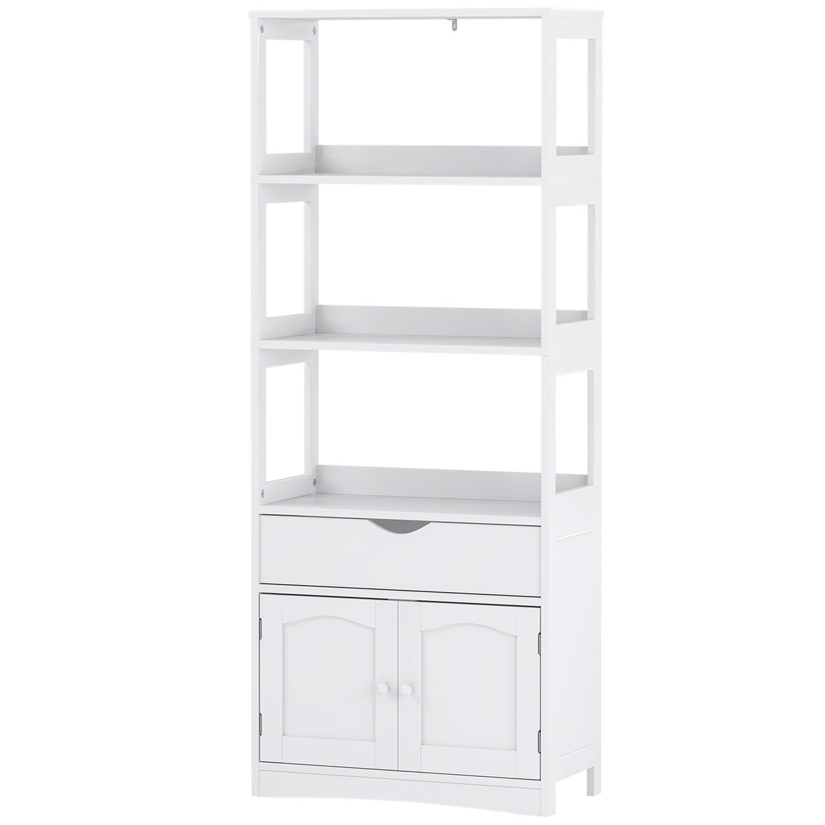 DICTAC | 64'' Tall Kitchen Pantry Storage Cabinet with Shelves & Drawer, Freestanding Microwave Stand and Bathroom Storage Organizer for Kitchen, Living Room & Home Office, White