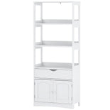 DICTAC | 64'' Tall Kitchen Pantry Storage Cabinet with Shelves & Drawer, Freestanding Microwave Stand and Bathroom Storage Organizer for Kitchen, Living Room & Home Office, White