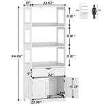 DICTAC | 64'' Tall Kitchen Pantry Storage Cabinet with Shelves & Drawer, Freestanding Microwave Stand and Bathroom Storage Organizer for Kitchen, Living Room & Home Office, White