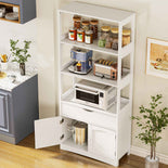 DICTAC | 64'' Tall Kitchen Pantry Storage Cabinet with Shelves & Drawer, Freestanding Microwave Stand and Bathroom Storage Organizer for Kitchen, Living Room & Home Office, White
