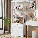 DICTAC | 64'' Tall Kitchen Pantry Storage Cabinet with Shelves & Drawer, Freestanding Microwave Stand and Bathroom Storage Organizer for Kitchen, Living Room & Home Office, White