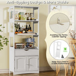DICTAC | 64'' Tall Kitchen Pantry Storage Cabinet with Shelves & Drawer, Freestanding Microwave Stand and Bathroom Storage Organizer for Kitchen, Living Room & Home Office, White