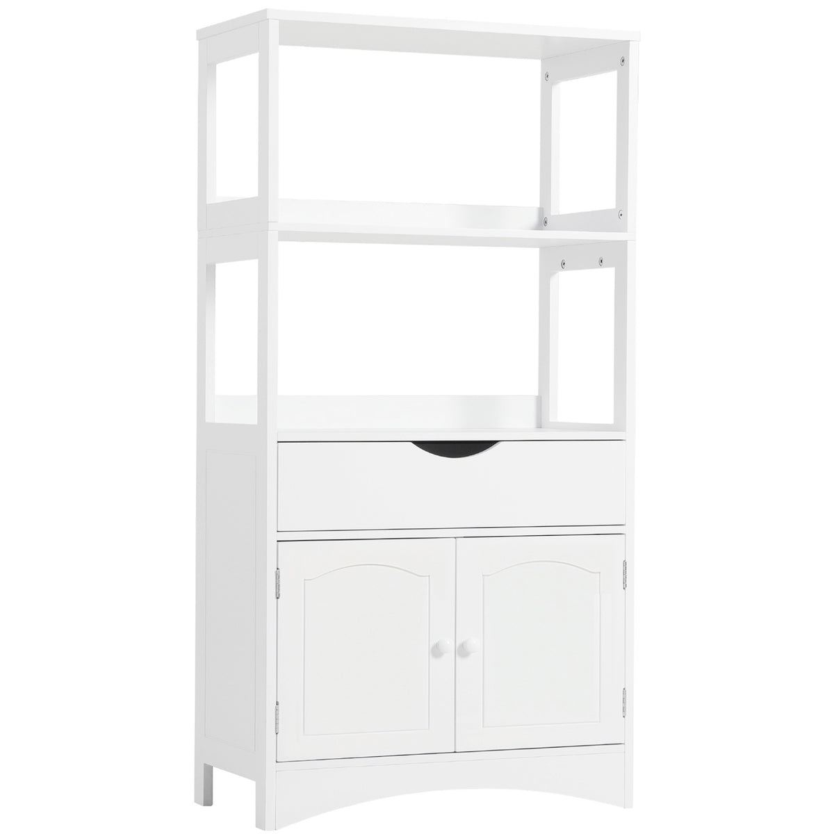 DICTAC | 64'' Tall Kitchen Pantry Storage Cabinet with Shelves & Drawer, Freestanding Microwave Stand and Bathroom Storage Organizer for Kitchen, Living Room & Home Office, White