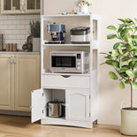 DICTAC | 64'' Tall Kitchen Pantry Storage Cabinet with Shelves & Drawer, Freestanding Microwave Stand and Bathroom Storage Organizer for Kitchen, Living Room & Home Office, White