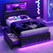 DICTAC | Gaming Bed Frame with 4 Drawers, RGB LED Lights, Charging Station & Storage Headboard, Black