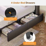 DICTAC | Gaming Bed with 4 Drawers, Storage Headboard, Charging Station & RGB LED Lights - Black