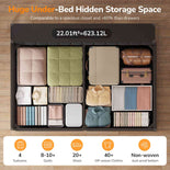 DICTAC | Twin Corner Bed with Hydraulic Storage, Bookcase, Charging Station & LED Lights - Black