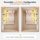 DICTAC |  Twin Corner Bed with 8 Storage Drawers, Bookshelf, Charging Station & LED Lights
