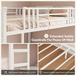 DICTAC |  Twin Over Twin Bunk Bed with 4 Storage Drawers, Bookshelf, Reading Nook & LED Lights