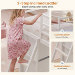 DICTAC | Twin Low Loft Bed with 8 Storage Drawers, 4 Bookshelves, LED Lights & Play Space for Kids