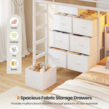 DICTAC L-Shaped Bunk Bed with 8 Storage Drawers, LED Lights, Charging Station & Storage Headboard